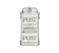 Fonowx Mailbox Rustic Mailbox Wall Decor Iron Mail Holder Vintage Mail Organizer Distressed Metal With Ornate Scroll Details Suitable for door areas patio walls home foyers living rooms, White