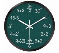 Fonowx Mathematical Wall Clock Math Equation Clock Novelty Wall Clock Educational Clock With Frame And Acrylic Lens Suitable for classrooms study rooms, Black, 20CM With Stand, Can Be Placed Or Hung