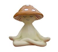 Fonowx Meditation Mushroom Statue Decorative Resin Sculpture, Modern Desktop Decor, Calming Mindfulness Mushroom Figurine for Living Room, Office, Bedroom, Shelf, Coffee Table, Pale, Small Size