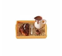 Fonowx Miniature Bread Tray Dollhouse Food Display Tray With Resin Bread Pitcher And Mini Accessories For Authentic Tiny Kitchen Scenes suitable for, Tray Bread 6-Piece Set With Fork