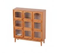 Fonowx Miniature Storage Cabinet Wooden Display Compartment Organizer Cubby Vintage Compact Design Suitable for dollhouse furniture craft props home decoration shelf styling