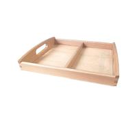 Fonowx Montessori Wooden Sorting Tray with Handles, 2 Compartments, Food Serving Trays, Nesting Tary, Multi Educational Craft Organizer for Craft Kids Montessori Toy Snacks Home Decor Kitchen Dinner