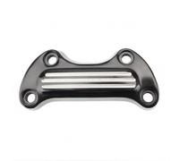 Fonowx Motorcycle Handle Clamp Riser Cover Top Clamp Cover Handlebar Cover Accessory Aluminum Alloy Build with Ribbed Raised Center Detail Suitable for, Black with Exposed White