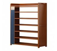 Fonowx Multi Layer Shoe Rack Cabinet Organizer Storage Shelf Stand With Textile Curtain Bamboo MDF Oxford Frame tall narrow organizer suitable for hallway shared housing unit