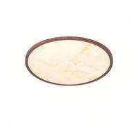 Fonowx Overhead Light with Wood Grain Frame Low-Profile LED Flush Mount Overhead Light Minimalist Luminaire for Small Apartment, Walnut Color - Three-Color Dimming, 40cm
