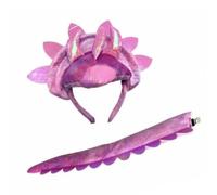 Fonowx Padded Dinosaur Headband with Detachable Tail Prehistoric Look Dinosaur Costume Set with Attach-Attachable Tail Wipe Clean Only