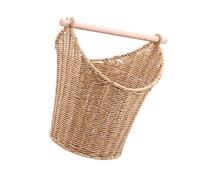 Fonowx Paper Towel Storage Basket Handwoven Wood Handle for Dorm Bathroom Entryway