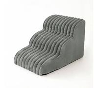 Fonowx Pet Stairs Ramp With Removable Step Ladder Dog Step Supportive Foam Steps With Anti Slip Bottom And Traction suitable for couches tall beds small interiors, Gray, Three Steps