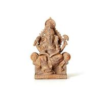 Fonowx Religious Statue Figurine Elephant Deity Idol Statue Sculpture Ornament Resin With Embossed Base And Carved Mandorla Backdrop For Peaceful Atmosphere, Mud Red, 13.5 10.5cm