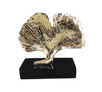 Fonowx Resin Tabletop Display Ginkgo Leaf Sculpture Ornament Statue Decor With Shiny Electroplated Surface On Minimal Base Suitable for desktop reception area shelf styling living space