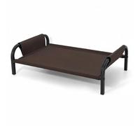 Fonowx Resting Elevated Pet Lounger Sturdy Metal Frame Raised Design With Easy Washing Oxford Suitable For Cats And Dogs Rest Indoors, Brown, Large 90 58 20