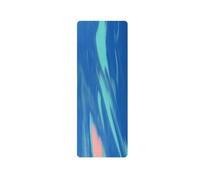 Fonowx Rubber Exercise Pad Rounded Edge Cushion Mat Double-Sided Non-Slip Coconut Fiber Supportive Padding for Pilates suitable for personal training everyday home fitness, Glazed Blue