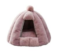 Fonowx Semi-enclosed Cat Bed, Tent- House with Removable Cushion, Soft Mattress, Non-slip Surface, PP Material, Suitable for Cats, Pets, Sofa, Living Ro, pink, L