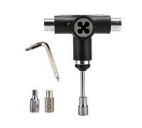 Fonowx Skateboard Hardware Multifunction Tool Ratchet T Tool Wrench Socket Assembly With Detachable Allen Key For Trucks Wheels And Axle Work suitable for park visits city rides coaching, Black