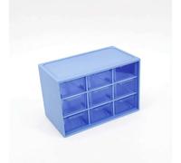 Fonowx Storage Organizer 9 Drawer Box Desktop Cabinet Craft Container Bead Case Fully Transparent Body With Modular Drawers And Stackable Form suitable for office desk hobby station art studio, Blue