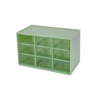 Fonowx Storage Organizer 9 Drawer Box Desktop Cabinet Craft Container Bead Case Fully Transparent Body With Modular Drawers And Stackable Form suitable for office desk hobby station art studio, Green