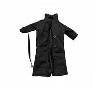 Fonowx Style Coat 1/12 Scale Male Figure Trench Overcoat Classic Button Detail Poseable Wire Frame Suitable for Custom Scenes Diorama, Black