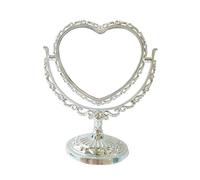 Fonowx Tabletop Makeup Mirror Rotating Platform Desktop Pedestal Mirror for Dressing, Silver Heart Shape