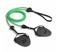 Fonowx Training Pull Rope Swimming Power Resistance Band With Handles Elastic Cord Tether Bungee Uniform Return Latex for Stroke Training Muscle Building, Black Green, 50LB
