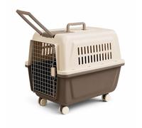 Fonowx Travel Carrier Portable Handle Ventilated Openings Construction Suitable for Cats Small Dogs Moving, Coffee, No. 1 (48x32x30cm) for 10 jin cats or puppies