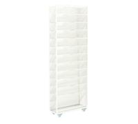 Fonowx Vertical Book Organizer with Wheels Heavy Duty Slanted Compartment Document Rack Commercial Grade Metal Mesh File Organizer for Students, White