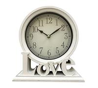 Fonowx Vintage Style Mantel Clock, Shelf Table Rustic Style Mantel Clock Silent Digital Office Wedding Living Room Home Housewarming, White