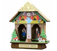 Fonowx Wall Mount Hygrometer Traditional Weather House Humidity Meter Thermometer Artistic Medium Density Fiberboard Suitable for bedroom area holiday gifting