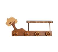 Fonowx Wall Wooden Wall Rack Coat Hanger Key Holder Organizer with Heavy Duty Hooks Solid Wood and Bamboo Playful Outline Saving Storage Suitable for entryway Home Office Bedroom, Style 1