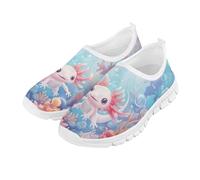 Fonplted Axolotl Girls Boys Girls Cartoon Print Sneakers, Axolotl Submarine World, 2.5 Big Kid