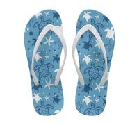 Fonplted Flip Flops for Women Comfortable Summer Fashion Outfits Beach Sandals Casual Summer Shoes, Turtle pattern, 6.5 UK