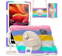 FONREST Compatible with Lenovo Tab K11 Plus 11.45 Inch TB352FU/XU Rugged Case w/Swivel Kickstand Heavy Duty Worksite Shockproof Armor Hard Tough Cover w/Hand Grip, Crossbody Shoulder Strap (Aurora)