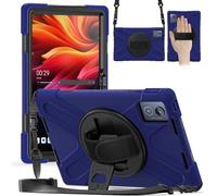 FONREST Compatible with Lenovo Tab K11 Plus 11.45 Inch TB352FU/XU Rugged Case w/Swivel Kickstand Heavy Duty Worksite Shockproof Armor Hard Tough Cover w/Hand Grip, Crossbody Shoulder Strap (Navy)