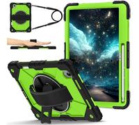 FONREST Crossbody Rugged Case for Lenovo Idea Tab Pro Gen 2 13-inch (TB390FU) with Pen Holder Swivel Kickstand Hand-strap-grip Shoulder Strap Shock-proof Rigid Armor Cover (Black+Green)