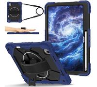 FONREST Crossbody Rugged Case for Lenovo Idea Tab Pro Gen 2 13-inch (TB390FU) with Pen Holder Swivel Kickstand Hand-strap-grip Shoulder Strap Shock-proof Rigid Armor Cover (Navy+Black)
