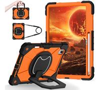 FONREST Crossbody Rugged Case for Lenovo Idea Tab Pro Gen 2 13''(TB390FU) w/Pen Holder Swivel Kickstand/Hanging Ring Lifting Handle Shoulder Strap Heavy Duty Shock-proof Cover TB390FU (Black+Orange)
