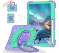 FONREST Crossbody Rugged Case for Lenovo Idea Tab Pro Gen 2 13''(TB390FU) w/Pen Holder Swivel Kickstand/Hanging Ring Lifting Handle Shoulder Strap Heavy Duty Shock-proof Cover TB390FU (Purple+Mint)