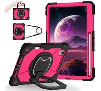 FONREST Crossbody Rugged Case for Lenovo Idea Tab Pro Gen 2 13''(TB390FU) w/Pen Holder Swivel Kickstand/Hanging Ring Lifting Handle Shoulder Strap Heavy Duty Shock-proof Cover TB390FU (Black+Rose)