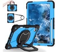 FONREST Crossbody Rugged Case for Lenovo Idea Tab Pro Gen 2 13''(TB390FU) w/Pen Holder Swivel Kickstand/Hanging Ring Lifting Handle Shoulder Strap Heavy Duty Shock-proof Cover TB390FU (Black+Blue)