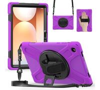 FONREST Crossbody Rugged Case for Samsung-Galaxy-Tab-A11+Plus 11'' 2025 SM-X230/X235/X236 with 360° Rotatable Kickstand Hand Grip, Heavy Duty Hybrid Shock-proof Armor Cover with Shoulder Strap(Purple)