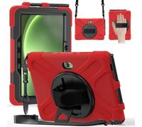 FONREST Crossbody Rugged Case for Samsung Galaxy Tab Active 5 Pro(SM-T350/T356B)/4 Pro 10.1 Inch with S Pen Holder Swivel Kickstand Hand Grip Shoulder Strap, Heavy Duty Shock-proof Armor Cover (Red)