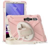 FONREST Crossbody Rugged Case for Samsung-Galaxy-Tab-S10-Lite 10.9 Inch 2025 with S Pen Holder Swivel Kickstand Hand Grip Shoulder Strap, Heavy Duty Shock-proof Armor Cover SM-X400/X406B (Pink)