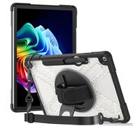 FONREST for Microsoft Surface Pro 12 inch 2025 Rugged Tough Case w/Pen Holder Swivel Kickstand Hand-Shoulder-Strap, Portable Hybrid Shock-Proof Armor Cover Compatible with Surface Keyboard (Clear)
