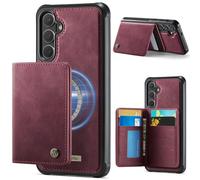 FONREST for Samsung-Galaxy-S26+Plus Slim Magnet Adsorbing Leather Case + Detachable Rear Billfold 2-in-1 with 4 RFID Blocking Card Holders Cash Slot Kickstand Shockproof Hybrid Wallet Cover (Red)