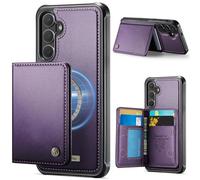 FONREST for Samsung-Galaxy-S26+Plus Slim Magnet Adsorbing Leather Case + Detachable Rear Billfold 2-in-1 with 4 RFID Blocking Card Holders Cash Slot Kickstand Shockproof Hybrid Wallet Cover (Purple)