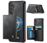 FONREST for Samsung-Galaxy-S26 Slim Magnet Adsorbing Leather Case + Detachable Rear Billfold 2-in-1 with 4 RFID Blocking Card Holders Cash Slot Kickstand Shockproof TPU+PU Hybrid Wallet Cover (Black)
