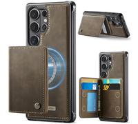 FONREST for Samsung-Galaxy-S26-Ultra Slim Magnet Adsorbing Leather Case + Detachable Rear Billfold 2-in-1 with 4 RFID Blocking Card Holders Cash Slot Kickstand Shockproof Hybrid Wallet Cover (Coffee)