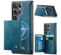 FONREST for Samsung-Galaxy-S26-Ultra Slim Magnet Adsorbing Leather Case + Detachable Rear Billfold 2-in-1 with 4 RFID Blocking Card Holders Cash Slot Kickstand Shockproof Hybrid Wallet Cover (Blue)