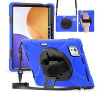 FONREST for Xiaomi Pad 7S/6S Pro 12.5/12.4 Inch Tablet Rugged Case w/Pencil Holder Swivel Kickstand Heavy Duty Worksite Shockproof Armor Hard Tough Cover w/Hand Grip, Crossbody Shoulder Strap (Blue)