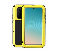 Fonrest Full Body Case for Huawei P30 Pro 6.47-inch Love Mei Outdoor Shockproof Heavy Duty Hybrid Aluminum Metal Snowproof Cover with Tempered Glass Screen Protector, Support Wireless Charging(Yellow)