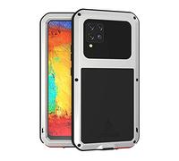 Fonrest Full Body Case for Samsung Galaxy A42 5G 6.6-inch Love Mei Outdoor Shockproof Heavy Duty Hybrid Aluminum Metal Dustproof Cover with Tempered Glass, Support Wireless Charging (Silver)